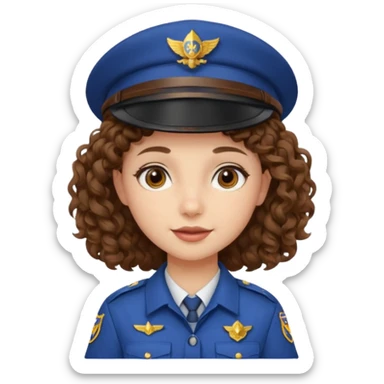 scout girl with curly hair and uniform and hat sticker