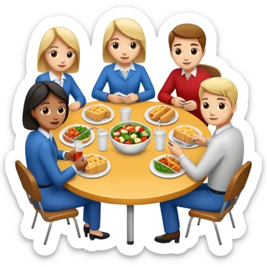 group of colleagues having lunch together sticker