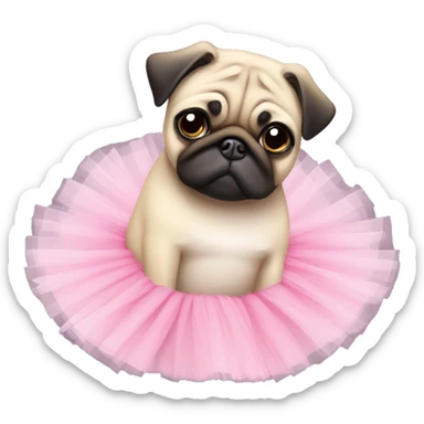 Pug with cute little tutu sticker