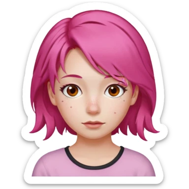  girl with pink hair and red color hairclip sticker
