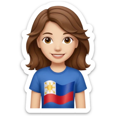 alternative white girl wavy brown hair girl philippine flag sticker