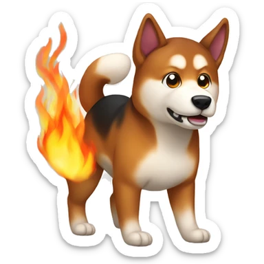 Siba inu with fire sticker