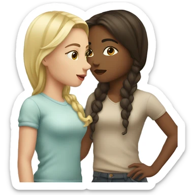 Blond girl and brunette girl kissing sticker