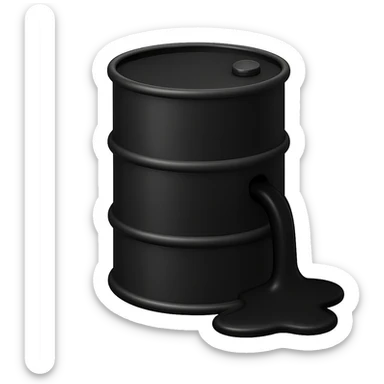 Сгенерируй мне в стиле эмоджи эпл черную бочку из которой немного вытекает нефть. На пнг фоне, без надписей sticker