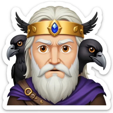 Norse god Odin with one eye and ravens sticker