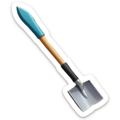 An icon showing archaeological tools like a trowel, brush, and pickaxe placed on sandy ground, with an Egyptian pyramid in the background. The design symbolizes excavation and discovery of ancient history, blending tools and iconic landmarks. Transparent background. sticker