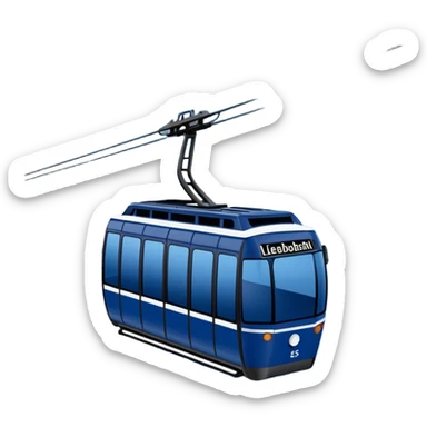 create a cablecar emoji in winter with the logo of Bergbahnen Adelboden Lenk. make it navy dark blue. and add the words: Lenk  sticker