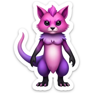 Cool Edgy Black-pink-purple-gradient badass Fionbri-animal-creature full bodyd sticker