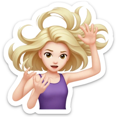 A girl flipping her hair dramatically and has claws sticker