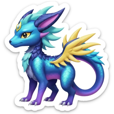 Shiny Sunny furry neon colorful scaly painted Asian pastel-gradient Absol-Salandit-Meloetta-Solgaleo-Luxray-Suicune-fusion sticker