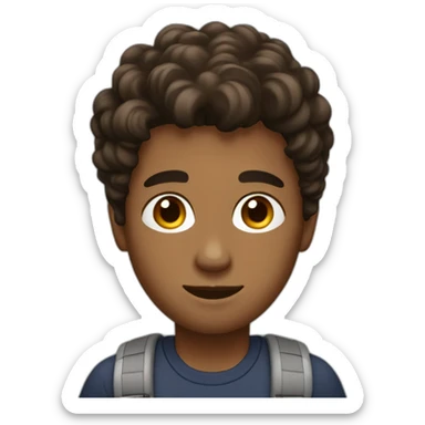 create a young man with brown skin, dark eyes; hair to the side, holding a notebook sticker