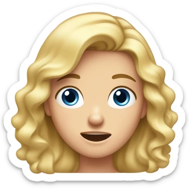 Girl with wavy blonde hair and blue eyes slapping her face sticker
