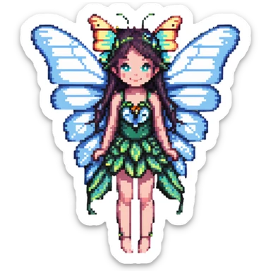 fairy with butterfly wings, vibrant colors sticker