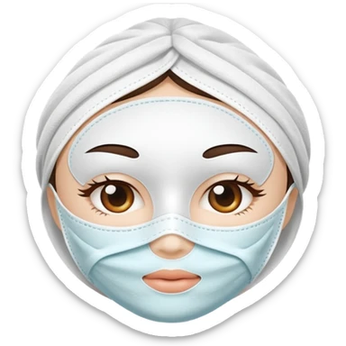 a white skincare beauty mask pack for face, made with cloth sticker