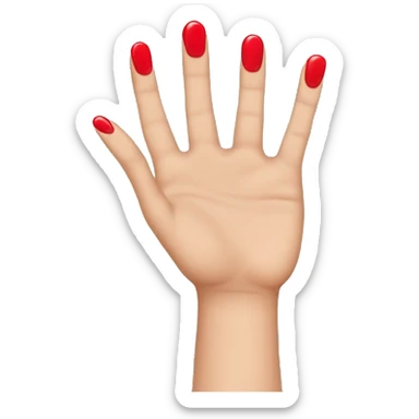 woman hand pointing index finger, red nail varnish. from the top. sticker
