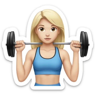 pale gym girl with blonde straight hair lifting weights sticker