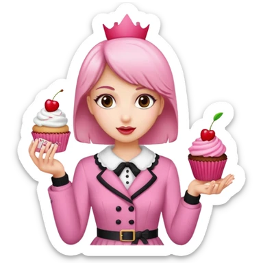 make a elegant girl with a ticket in her hand that says 10 precent off, and in the other had put a cupcake sticker