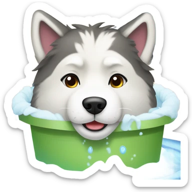 Malamute having a spa day sticker