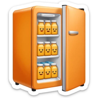 Hi refrigerator ! 
light orange color 
emoji size: 512*512 
inside: full of ingridents sticker