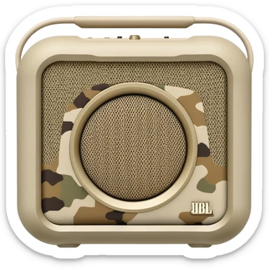 Geometric JBL Clip 4 speaker with desert camouflage pattern, simple iOS emoji style sticker