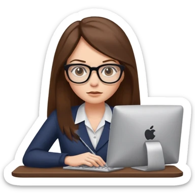 cewe ambis rambut panjang pake kacamata berkarier gitu kerja sticker