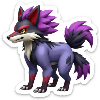 Shiny furry Badass cool Zeraora-Zoroark-Obstagoon-fusion sticker