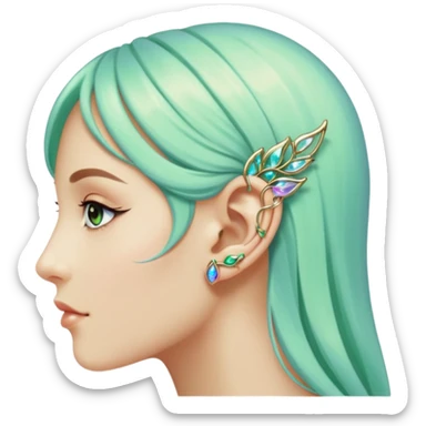 Elvish fae shiny sparkly iridescent translucent diaphanous ear climber ear cuff ear piece apparel sticker