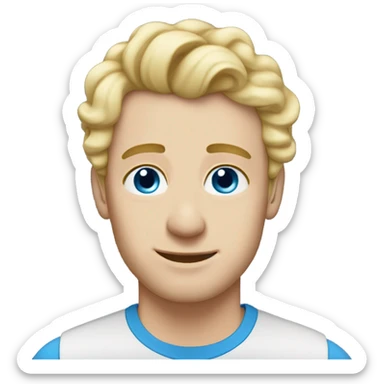 3/4 profile light curl blonde 30yo man blue eyed pale skin sticker