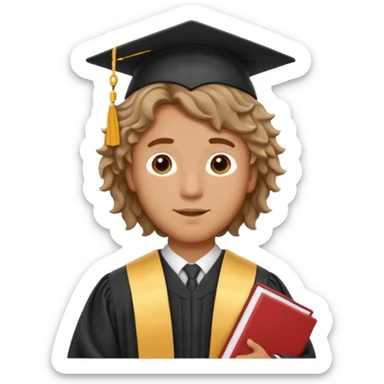 hombre moreno con pelo no tan crespo graduado con toga sticker