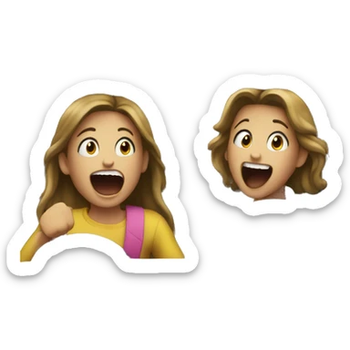 Two girl in the car screaming very loud of happiness sticker