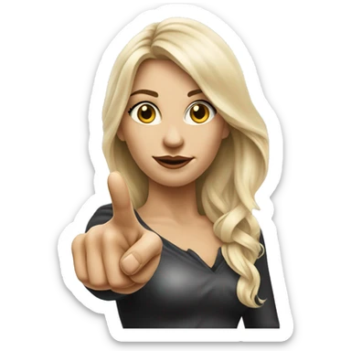 Blonde elegant women with LONG HAIR, her Body Covered with Tattoos, POINTING YOU FORWARD with her HAND with INDEX FINGER, Hyper realistic sticker