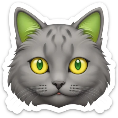 Cat grey with yellow and green eys sticker