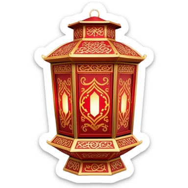 Chinese New Year red lantern – Cinematic Realistic Chinese New Year Red Lantern, depicted as an exquisitely crafted lantern adorned with intricate red and gold patterns, softly glowing against a dark background with subtle calligraphic details, evoking festive warmth and tradition. sticker