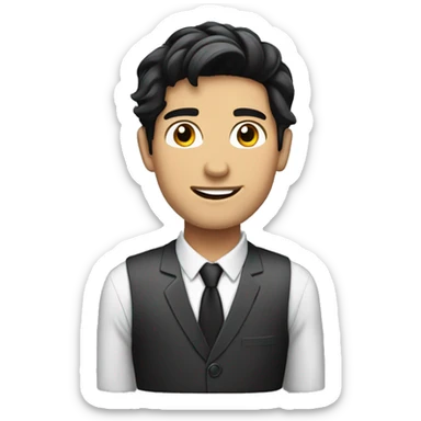 Make a emoji of a young handsome businessman with black hair he american  sticker