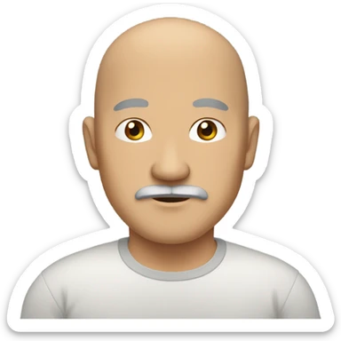 middle-aged asian bald man with gray mustache sticker