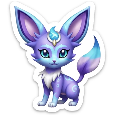 Shiny Exotic Cute Nebulae Sparkly Majestic Espeon-Purrloin-Delcatty-Meowstic-Hybrid-Creature with pattern-markings sticker