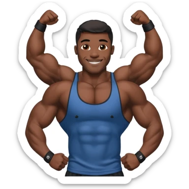 Jock man smiling very big biceps black sticker