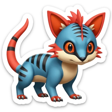  exotic tropical cyber-Sleuth-Litten-Linoone-Noibat-Fakémon-Pokémon-Vernid-creature sticker