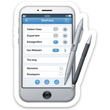 "Create an emoji for UX/UI design. Show a wireframe or user interface design with buttons, icons, and text fields. Include design tools like a cursor or stylus. Use modern, professional colors. Do not include any emojis or smiley faces. Make the background transparent. sticker