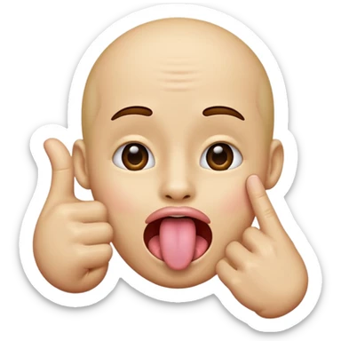 a face like this 😌 with a tounge sticking out and the finger and thumb hand next to it  sticker