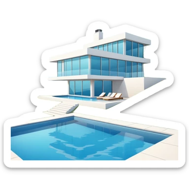 modern house on the hill, with a pool sticker