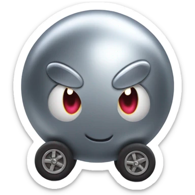 Metal cute Kirby ball driving on 4 car wheels sticker