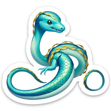 Sleek Serpentine Aquatic Ribbon-bodied Elegant Pokémon-Fakémon-Digimon-Creature, (full body) sticker