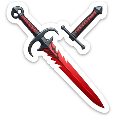 iOS sticker, ritual dagger, red blade, black handle, minimal sticker