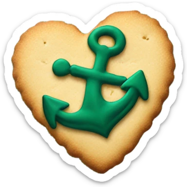 cookie heart with dark green anchor sticker