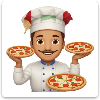 smiling Italian chef spinning pizza dough sticker