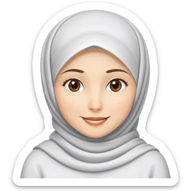 a white skin hijab woman was thinking and smile sticker
