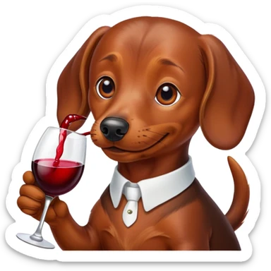 Brown dachshund drinking wine sticker