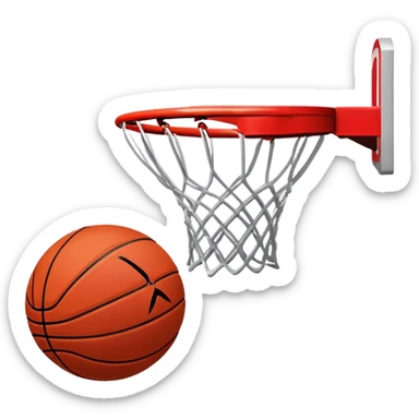 Extremely minimal red basketball with smallest possible NBA and Spalding logos, basic shape, iOS emoji style sticker