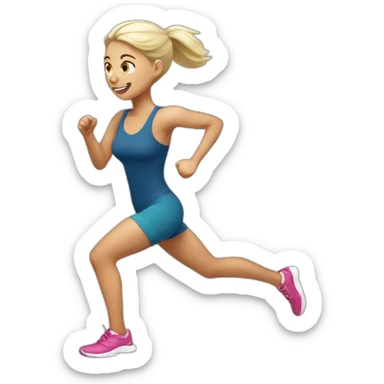 running white skin woman  sticker